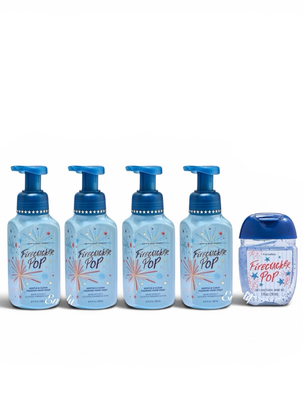 4X Bath & Body Works FIRECRACKER POP Foam Hand Soap + matching PocketBac Bundle